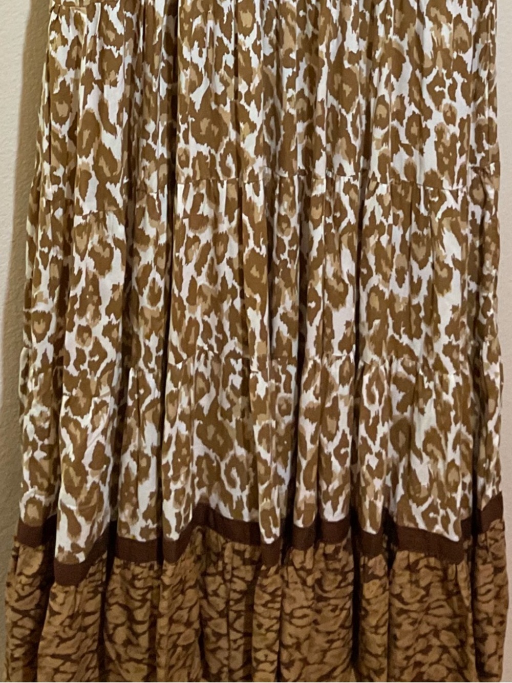 Soft‎ Surroundings Kara Tiered Maxi Dress Brown Leopard  Print Size Medium - Picture 13 of 16